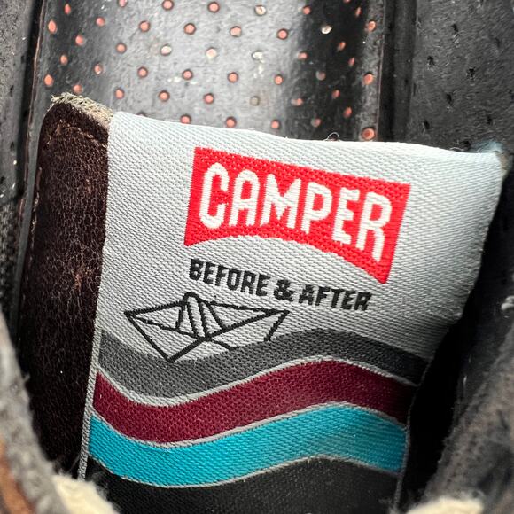 Camper Imar Low Top Sneaker Womens EU 37 US 6.5-7 Brown Leather Lace Up Beige - Picture 9 of 11